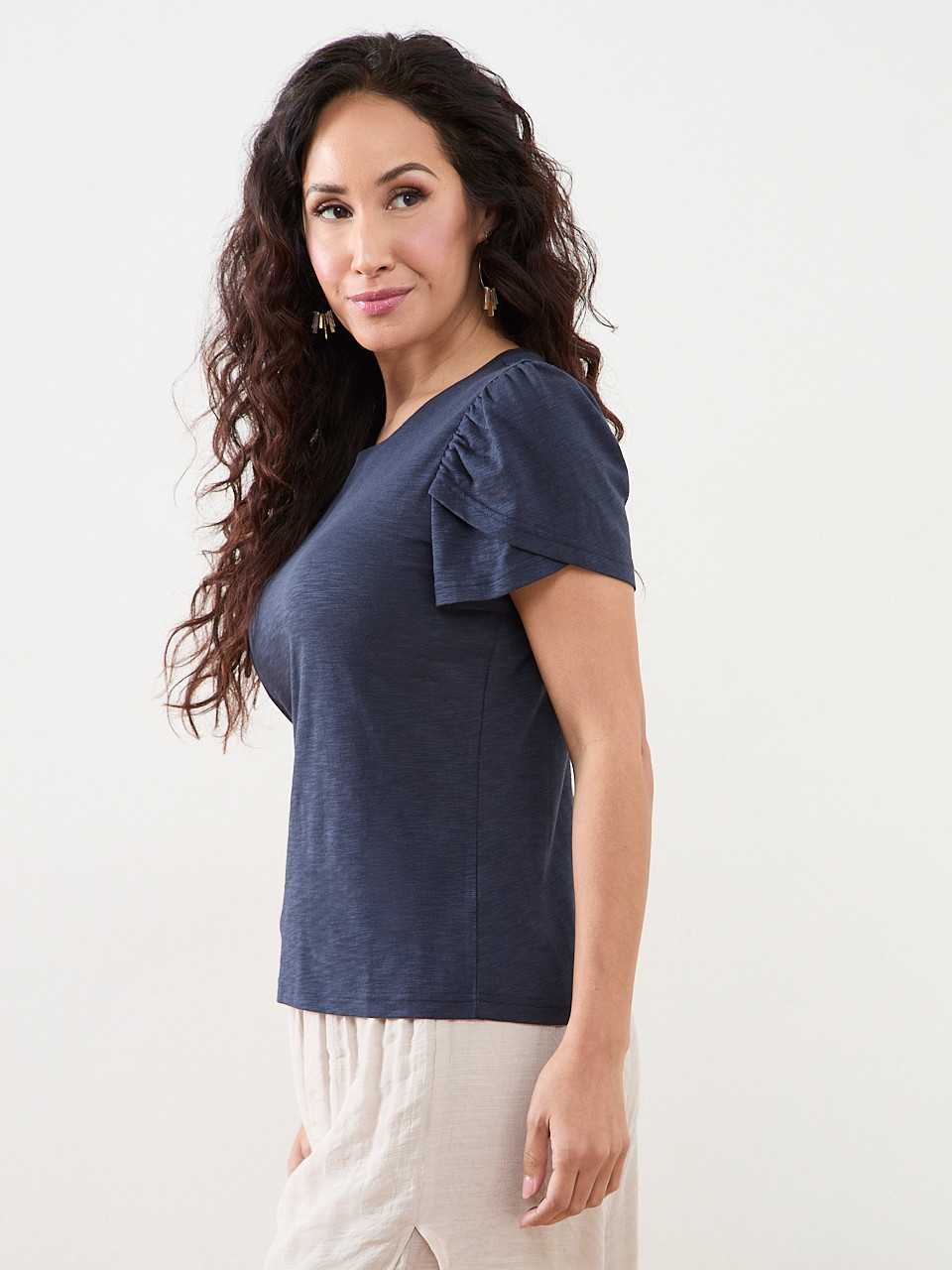Petite Short Tulip Sleeve Tee | Cleo