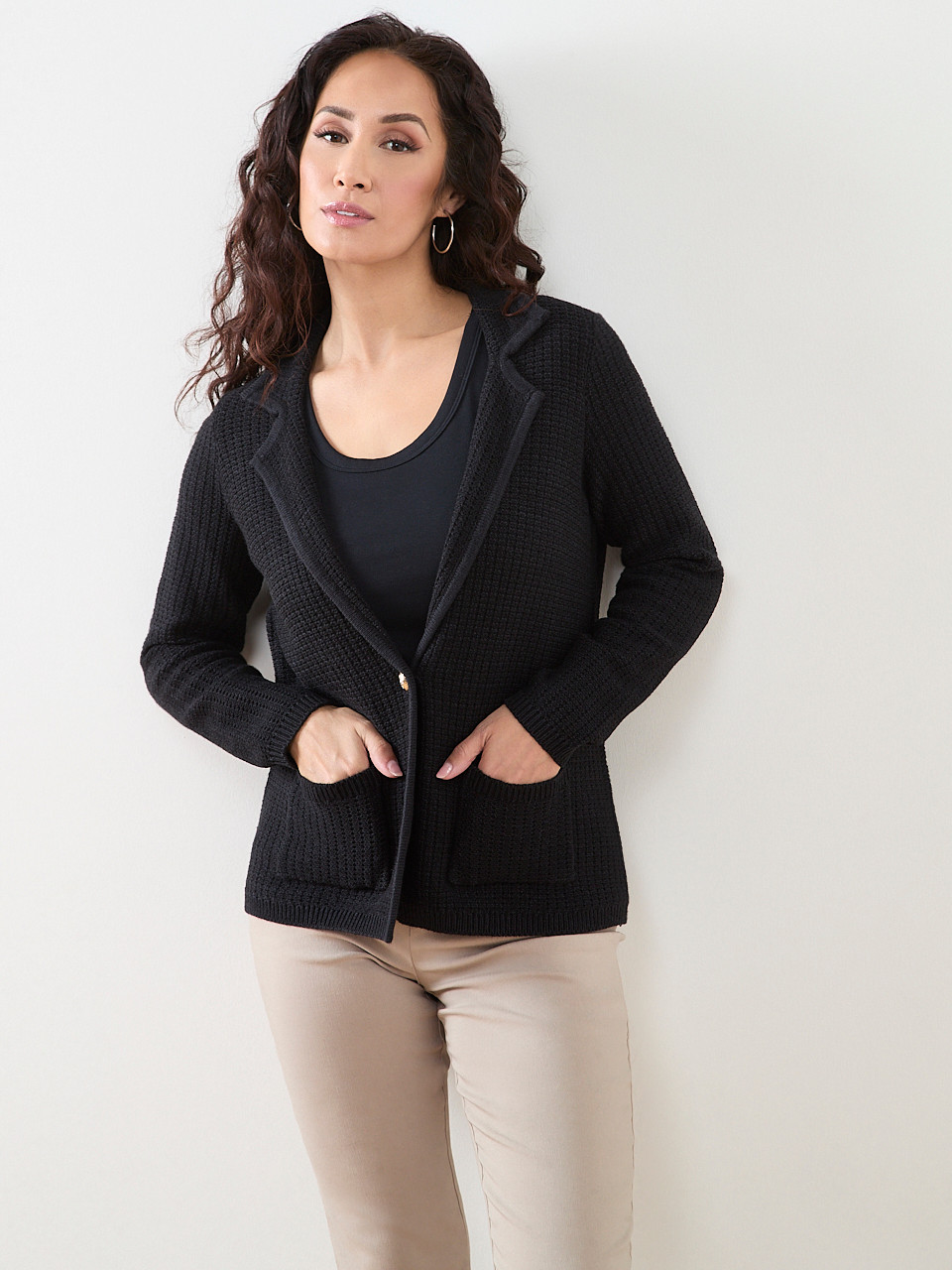 Petite Textured Sweater Blazer