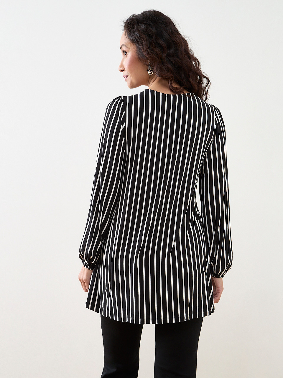 Petite V-Neck Mitered Stripe Top