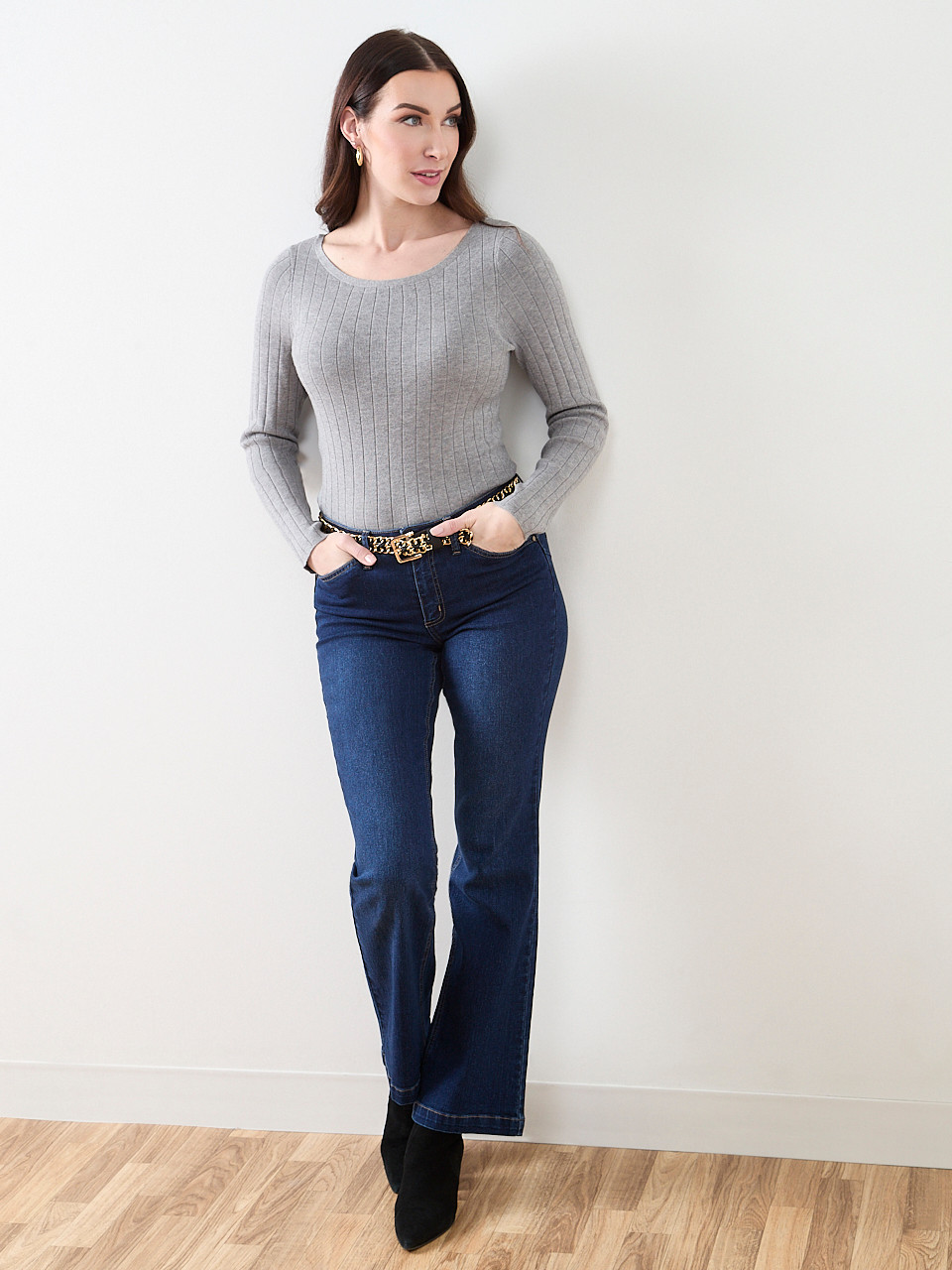 Ribbed Boatneck Pullover Sweater