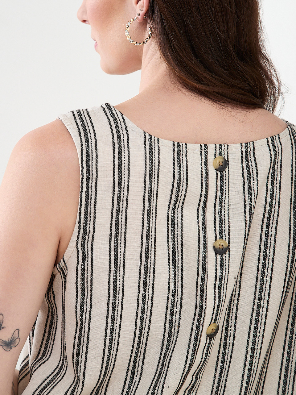 Sleeveless Button-Back Linen Blouse