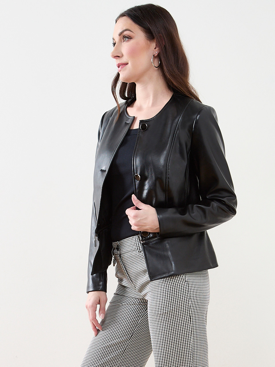 Vegan Leather Peplum Jacket