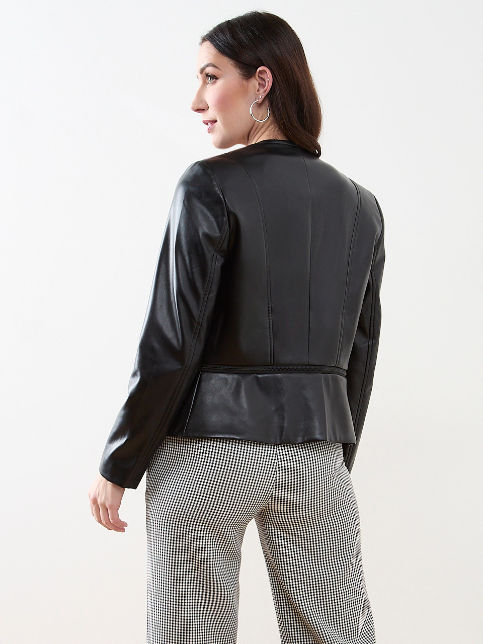 Vegan Leather Peplum Jacket