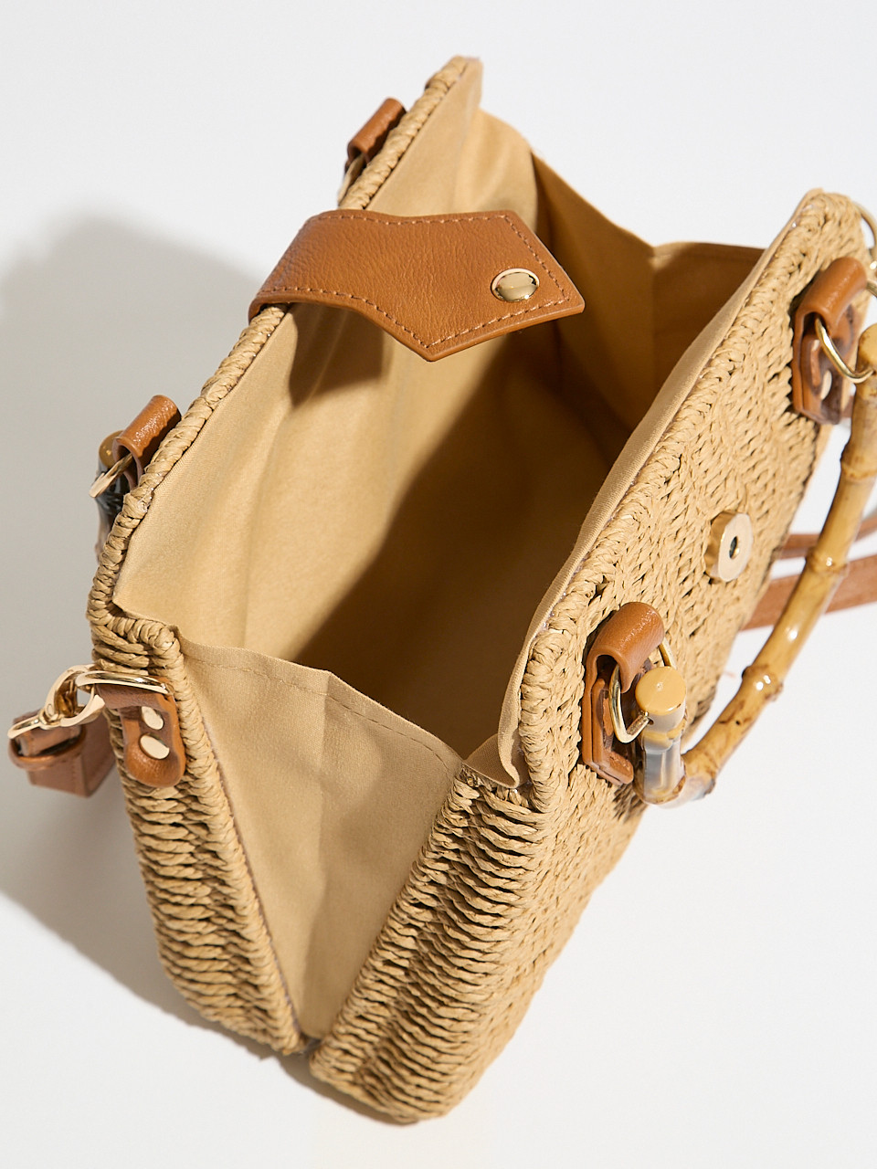 Woven Bamboo Handle Bag