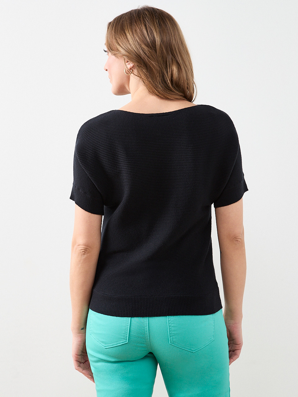 Short Sleeve Boatneck Rib Sweater
