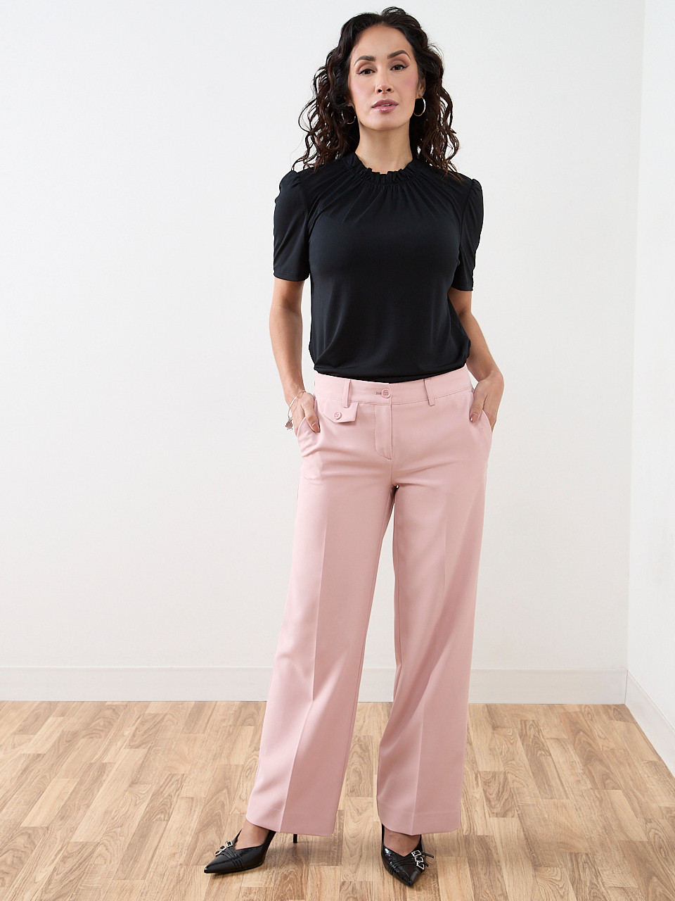Hannah Dusty Pink Wide Leg Trouser