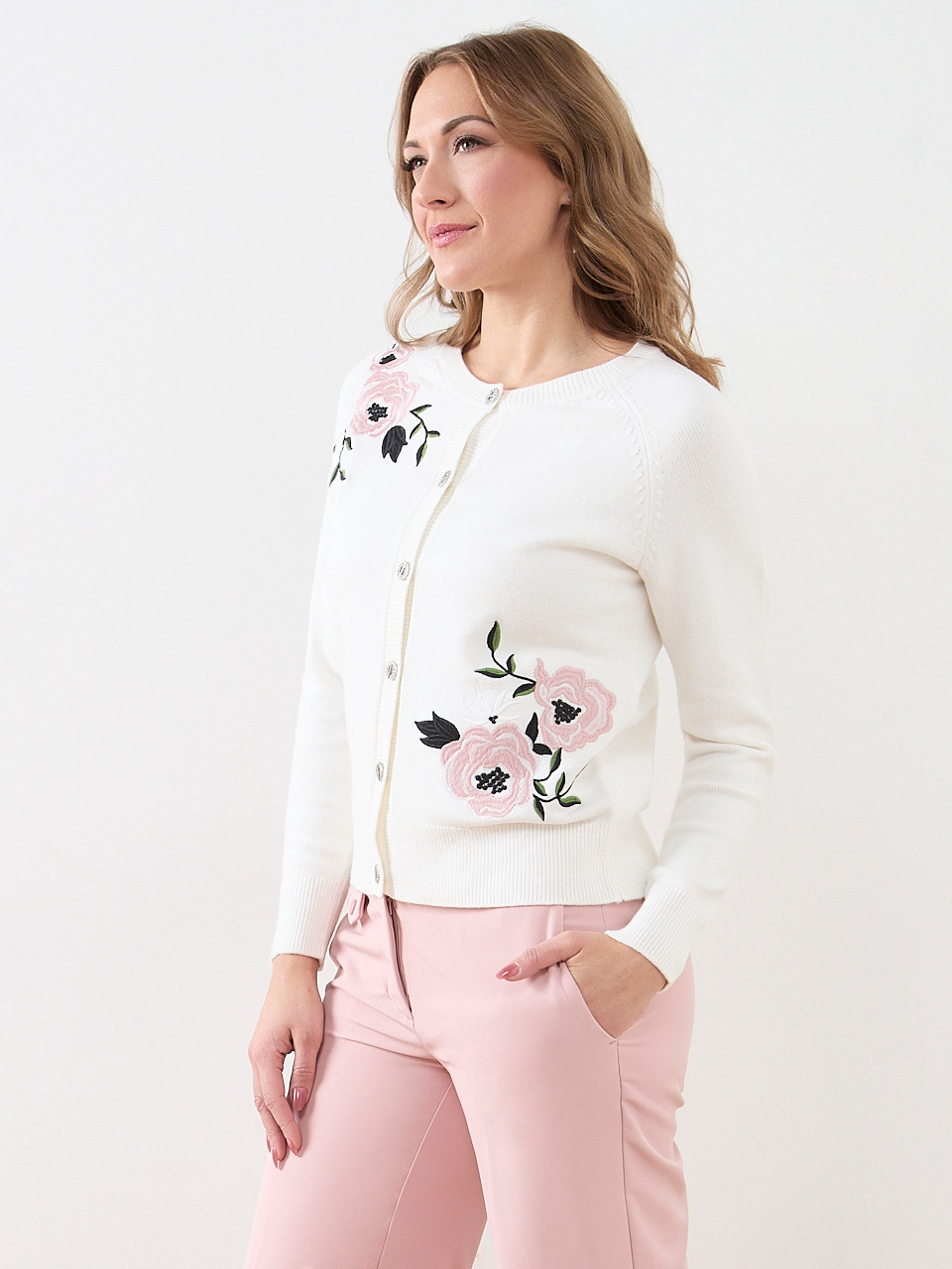Long Sleeve Floral Embroidery Cardigan