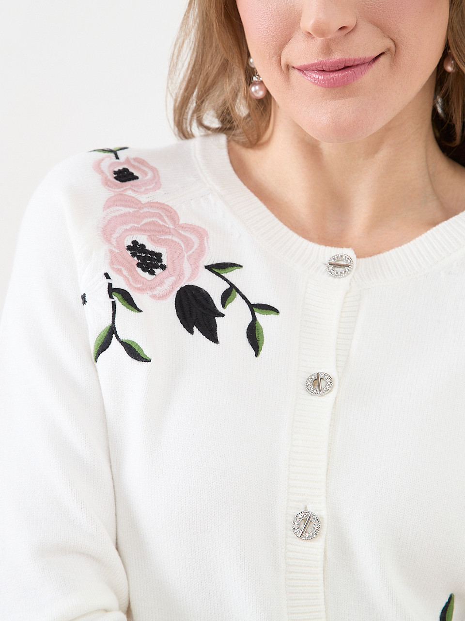 Long Sleeve Floral Embroidery Cardigan