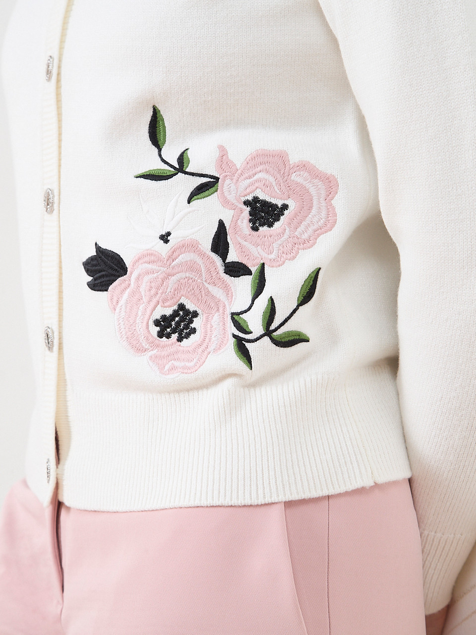 Long Sleeve Floral Embroidery Cardigan
