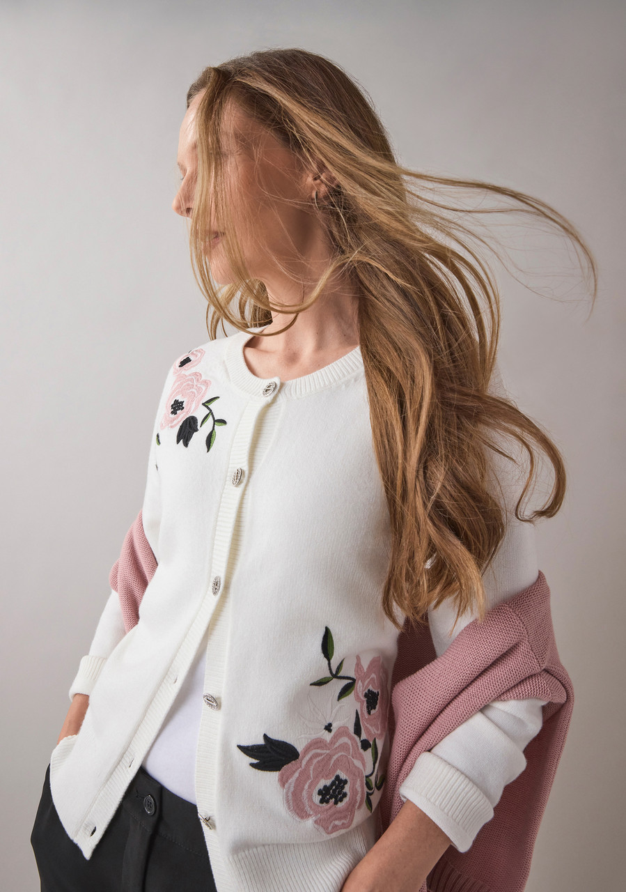 Long Sleeve Floral Embroidery Cardigan
