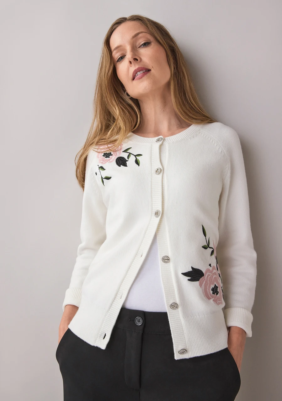 Long Sleeve Floral Embroidery Cardigan