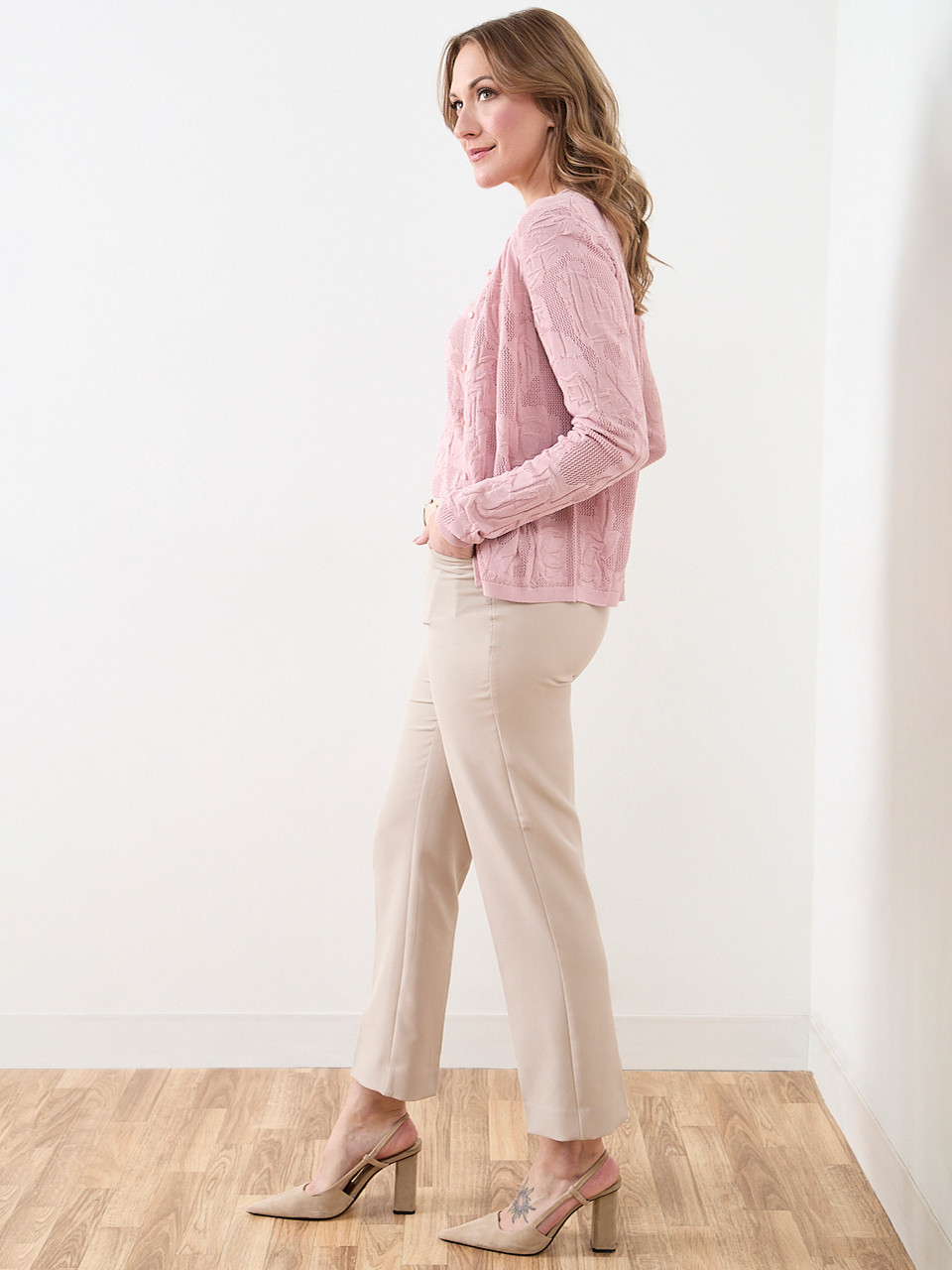 Long Sleeve Mesh Pattern Cardigan