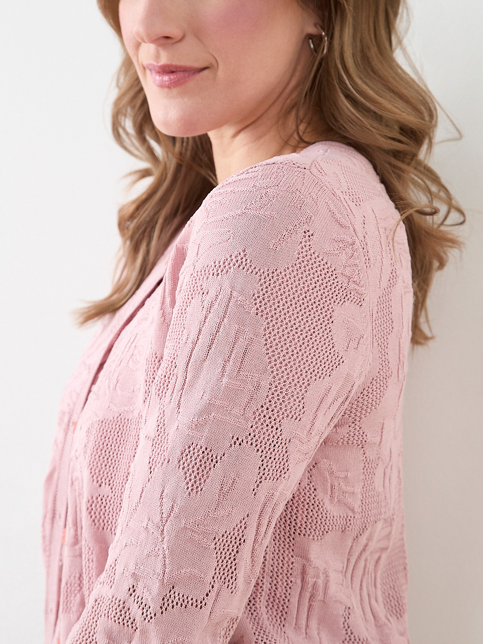 Long Sleeve Mesh Pattern Cardigan