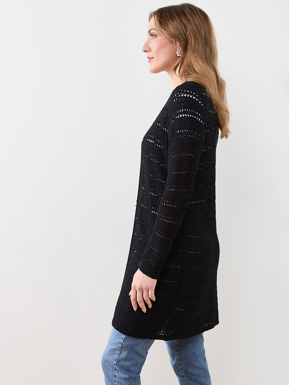 Long Sleeve Open Stitch Cardigan | Cleo