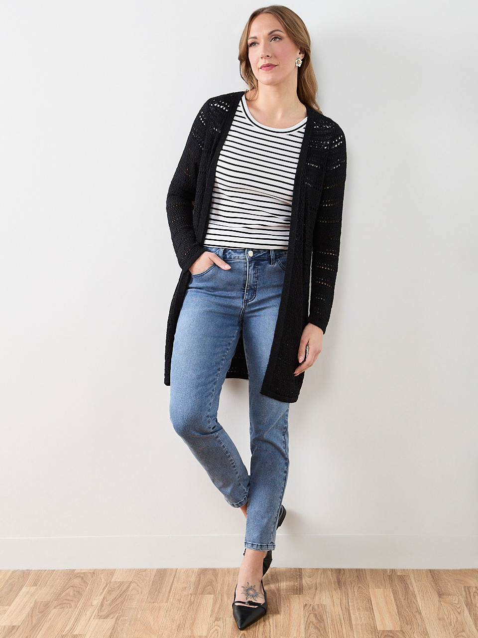 Long Sleeve Open Stitch Cardigan | Cleo