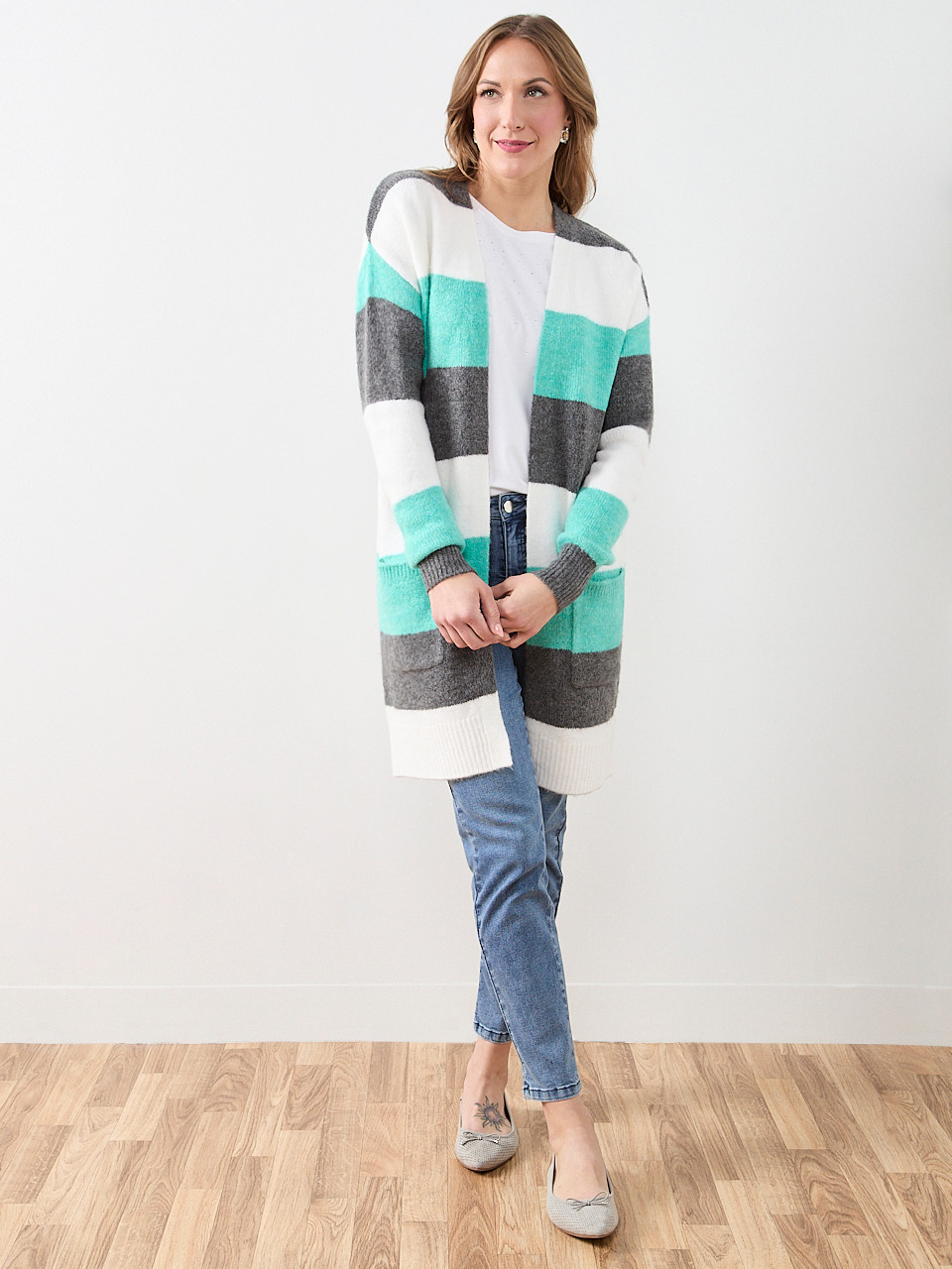 Long Sleeve Stripe Cardigan
