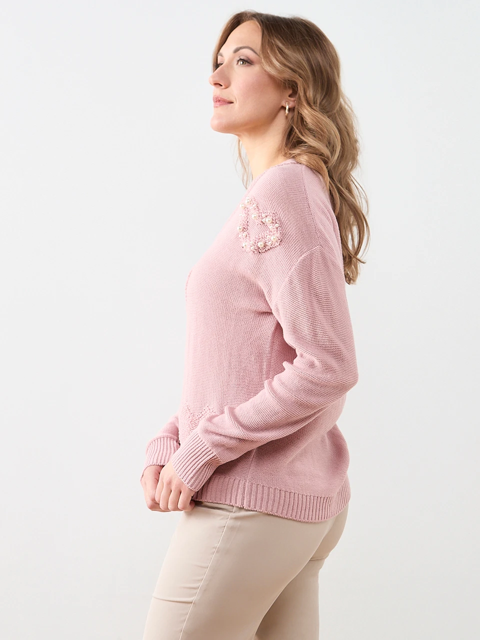 Long Sleeve V-Neck Heart Sweater