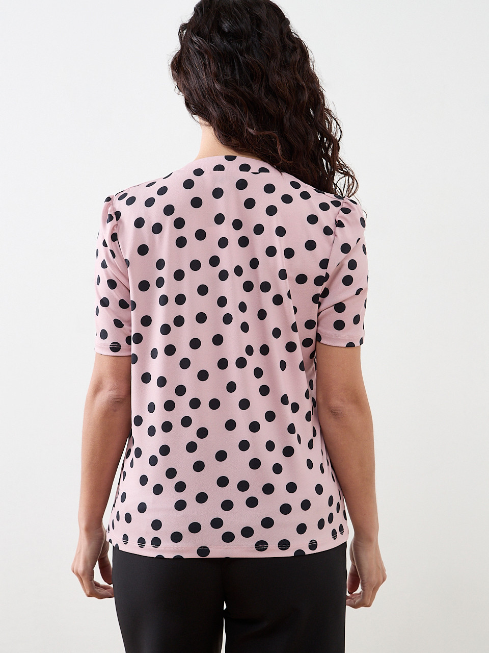 Petite Elbow Sleeved Gathered Neck Top