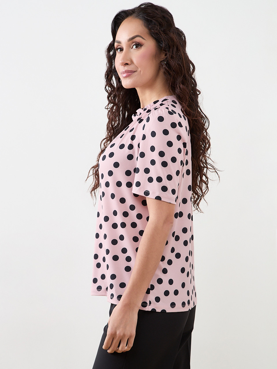 Petite Elbow Sleeved Gathered Neck Top