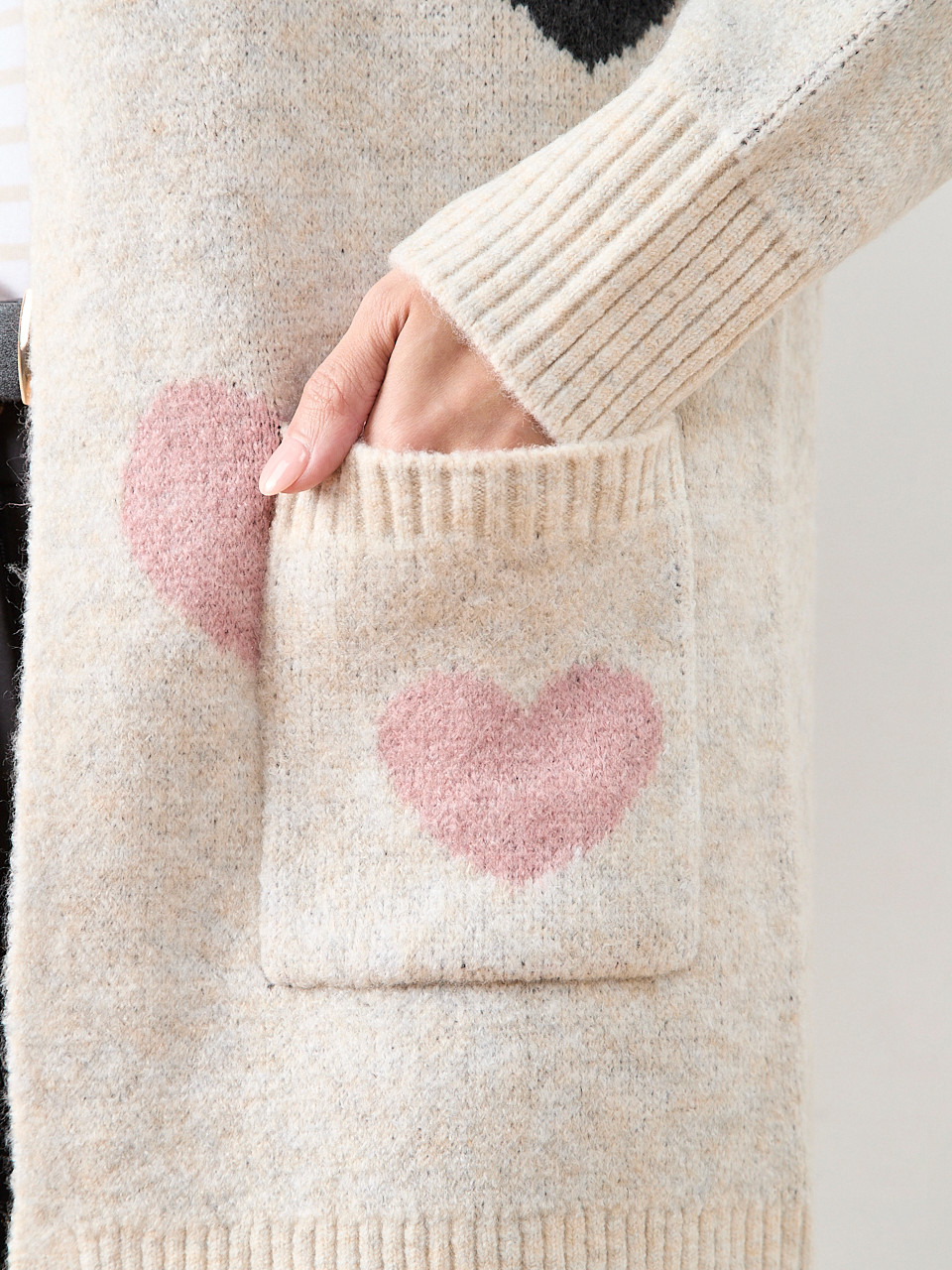 Petite Long Sleeve Heart Cardigan