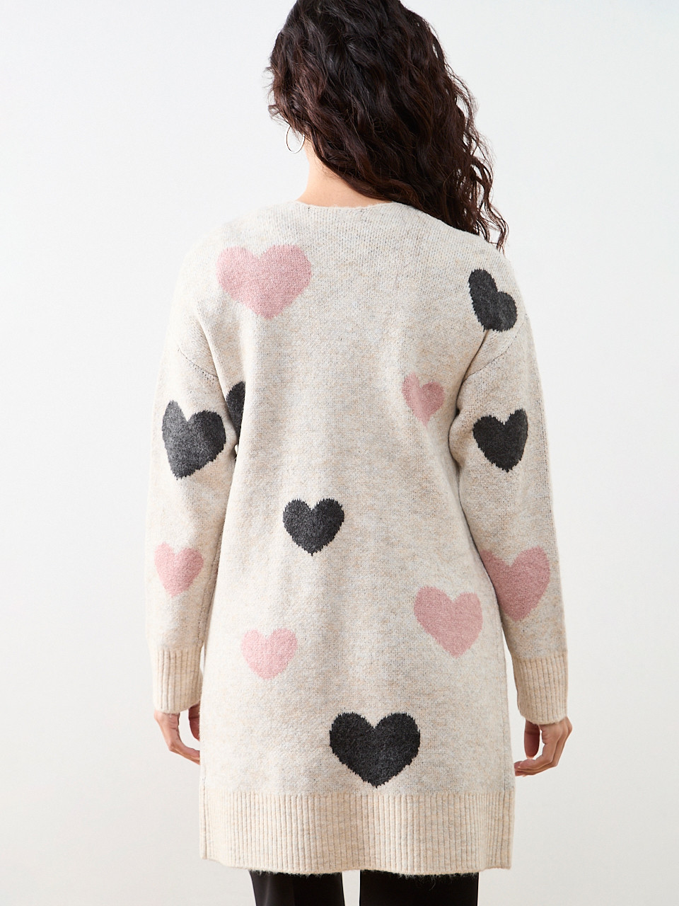 Petite Long Sleeve Heart Cardigan