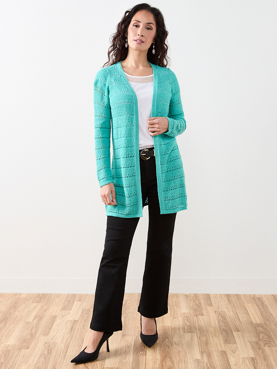 Petite Long Sleeve Open Stitch Cardigan