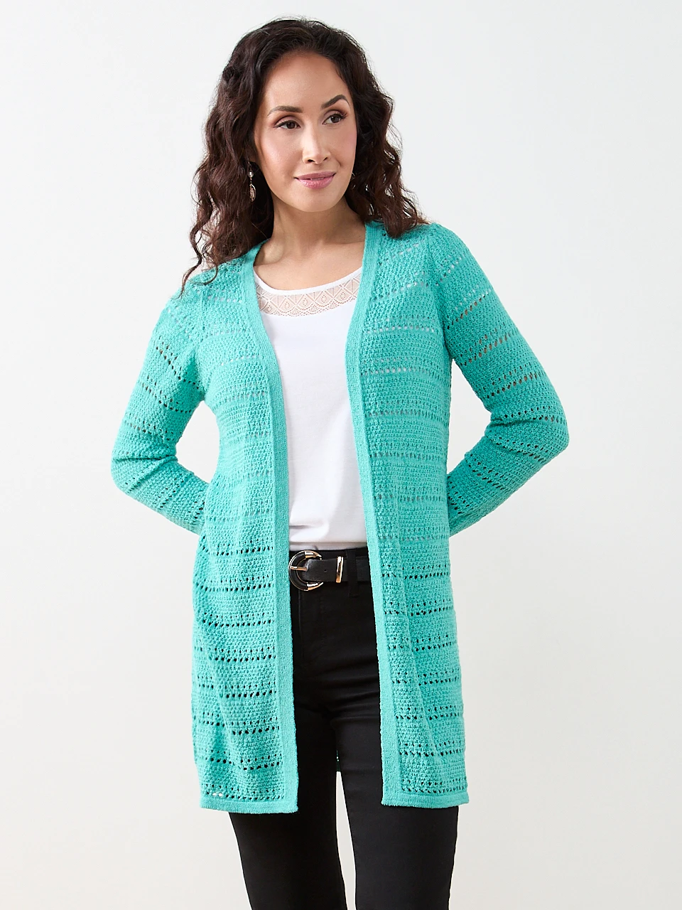Petite Long Sleeve Open Stitch Cardigan