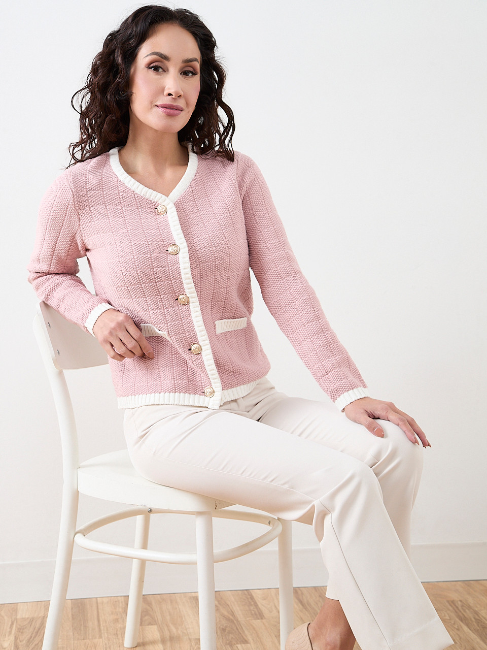 Petite Long Sleeve Tipped Sweater Jacket