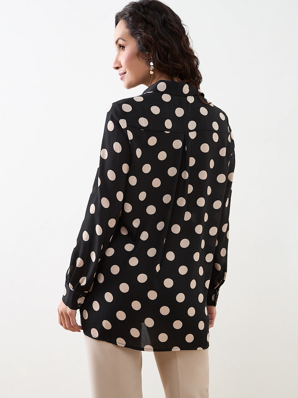 Petite Long Sleeve Tunic Blouse