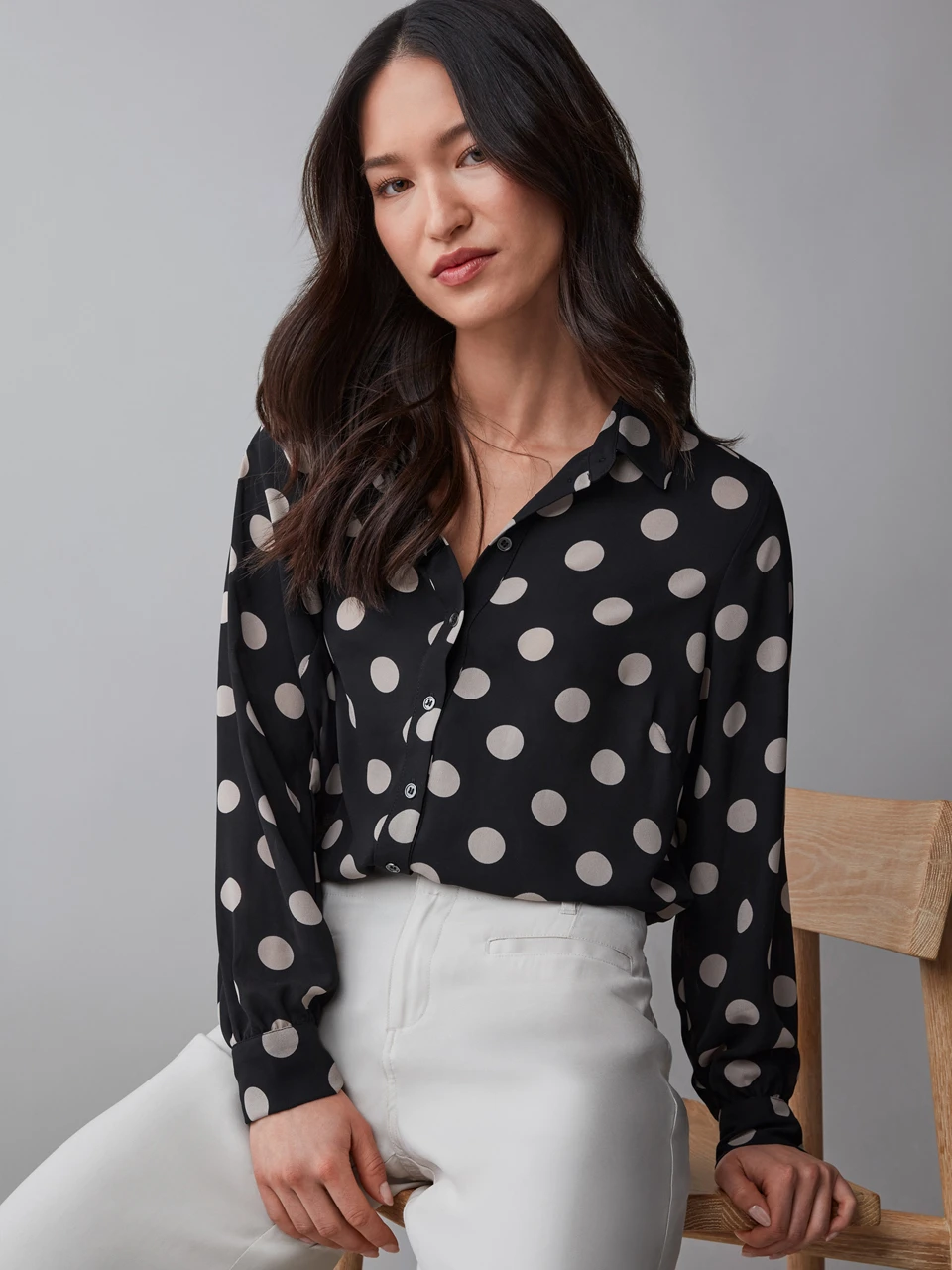 Petite Long Sleeve Tunic Blouse