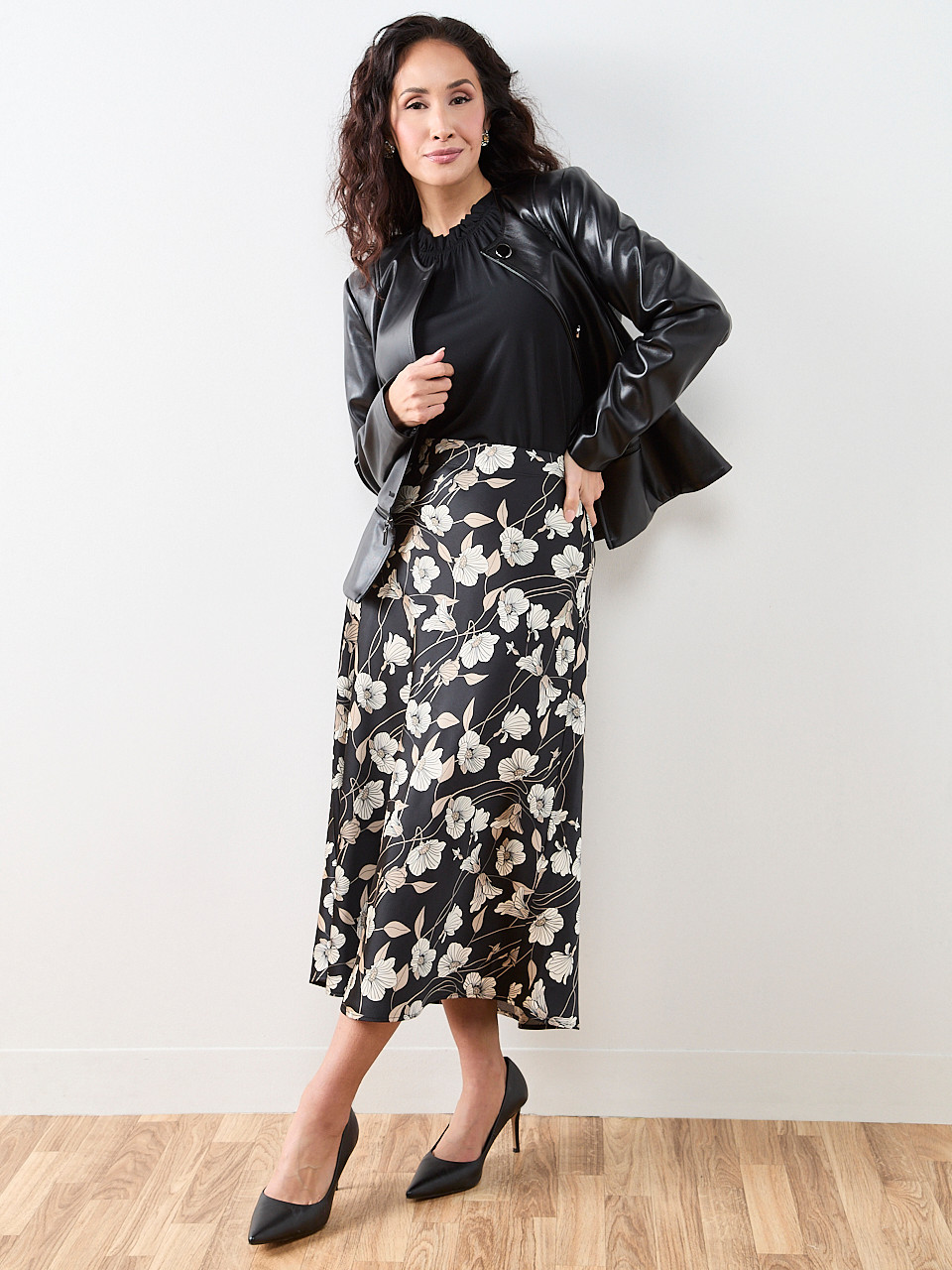 Petite Satin Bias Cut Midi Skirt