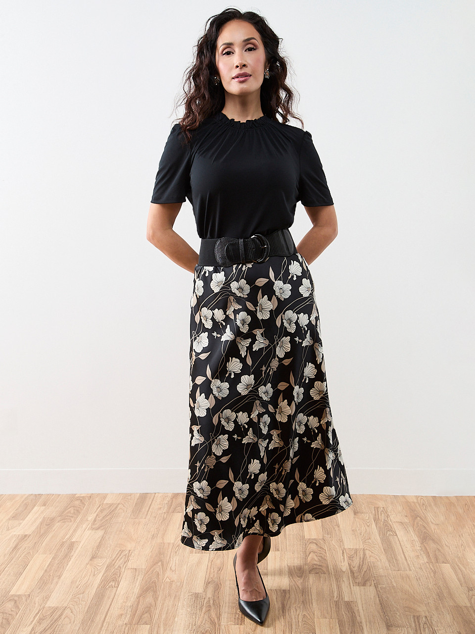 Petite Satin Bias Cut Midi Skirt