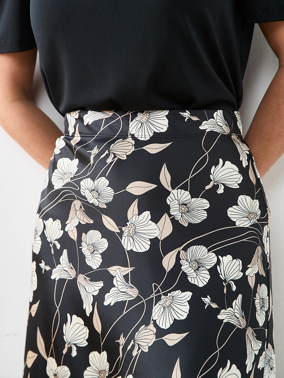 Petite Satin Bias Cut Midi Skirt