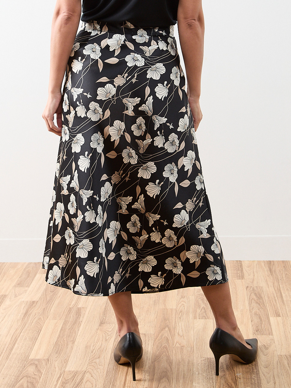 Petite Satin Bias Cut Midi Skirt