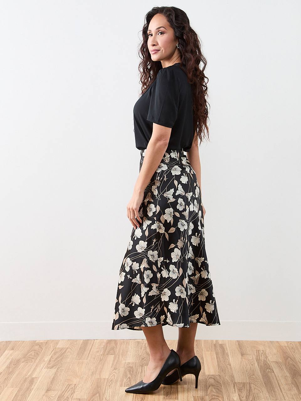 Petite Satin Bias Cut Midi Skirt