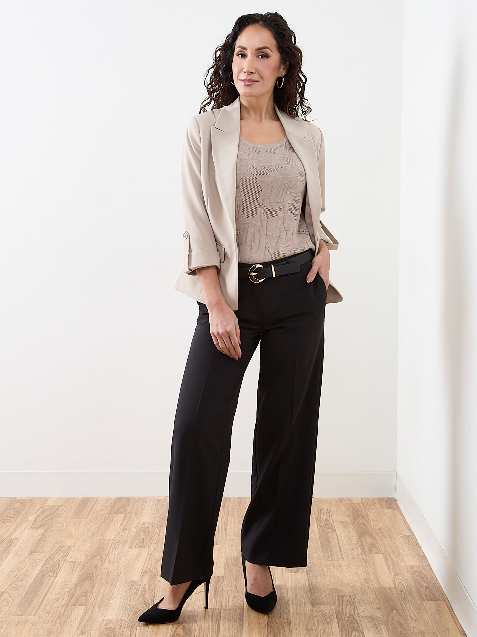 Petite Short Sleeve Mesh Pattern Sweater