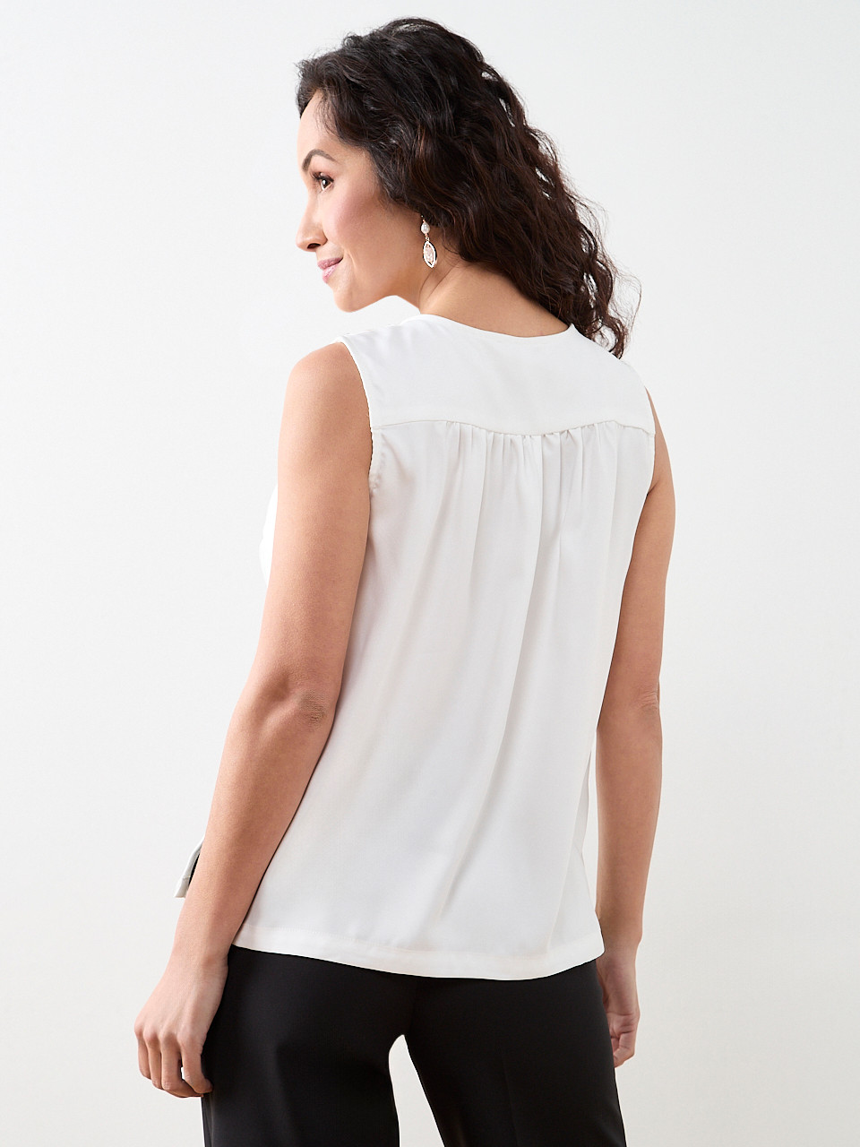 Petite Sleeveless V-Neck Button-Front Blouse