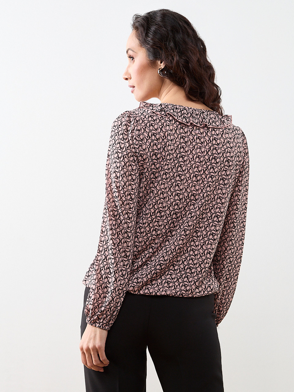 Petite V-Neck Ruffle Bubble Hem Top