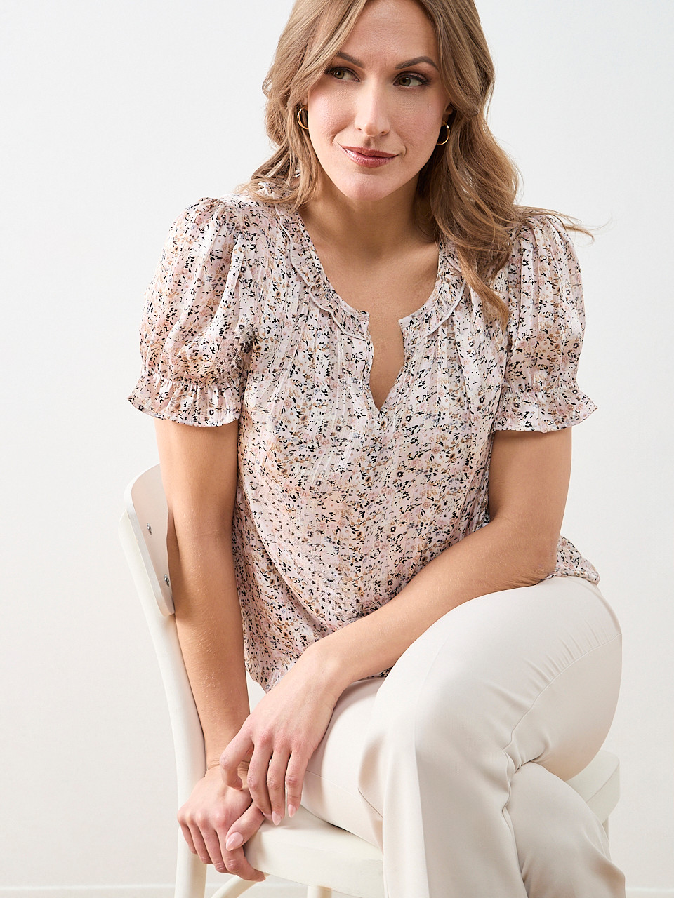 Ruffle and Bubble Hem Blouse