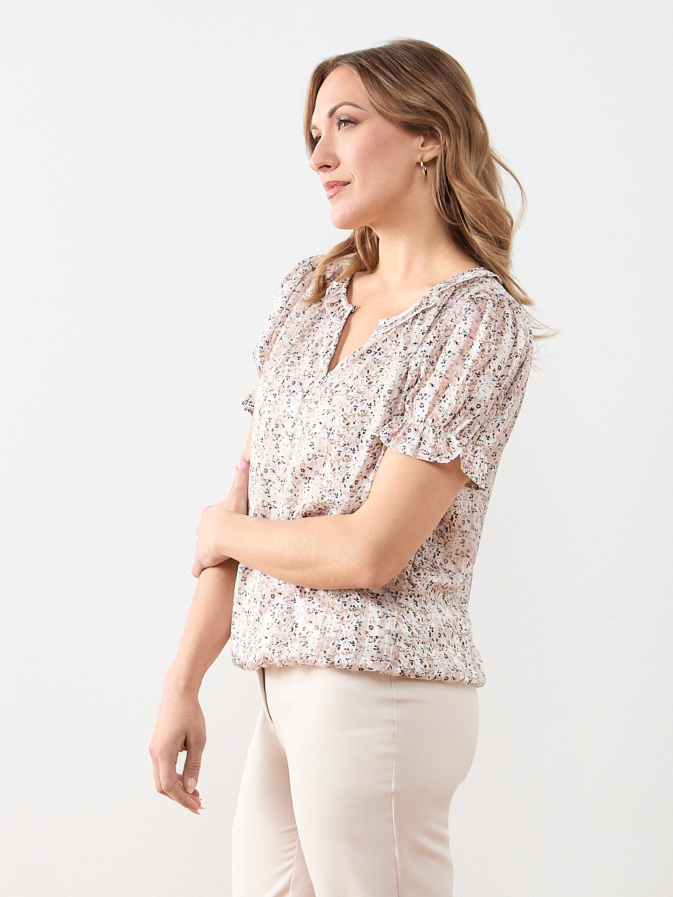 Ruffle and Bubble Hem Blouse