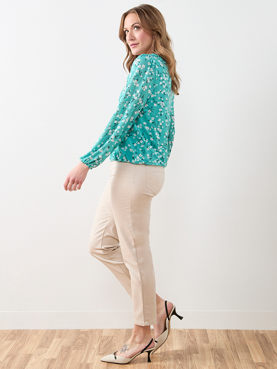 Ruffled V-Neck Bubble Hem Top