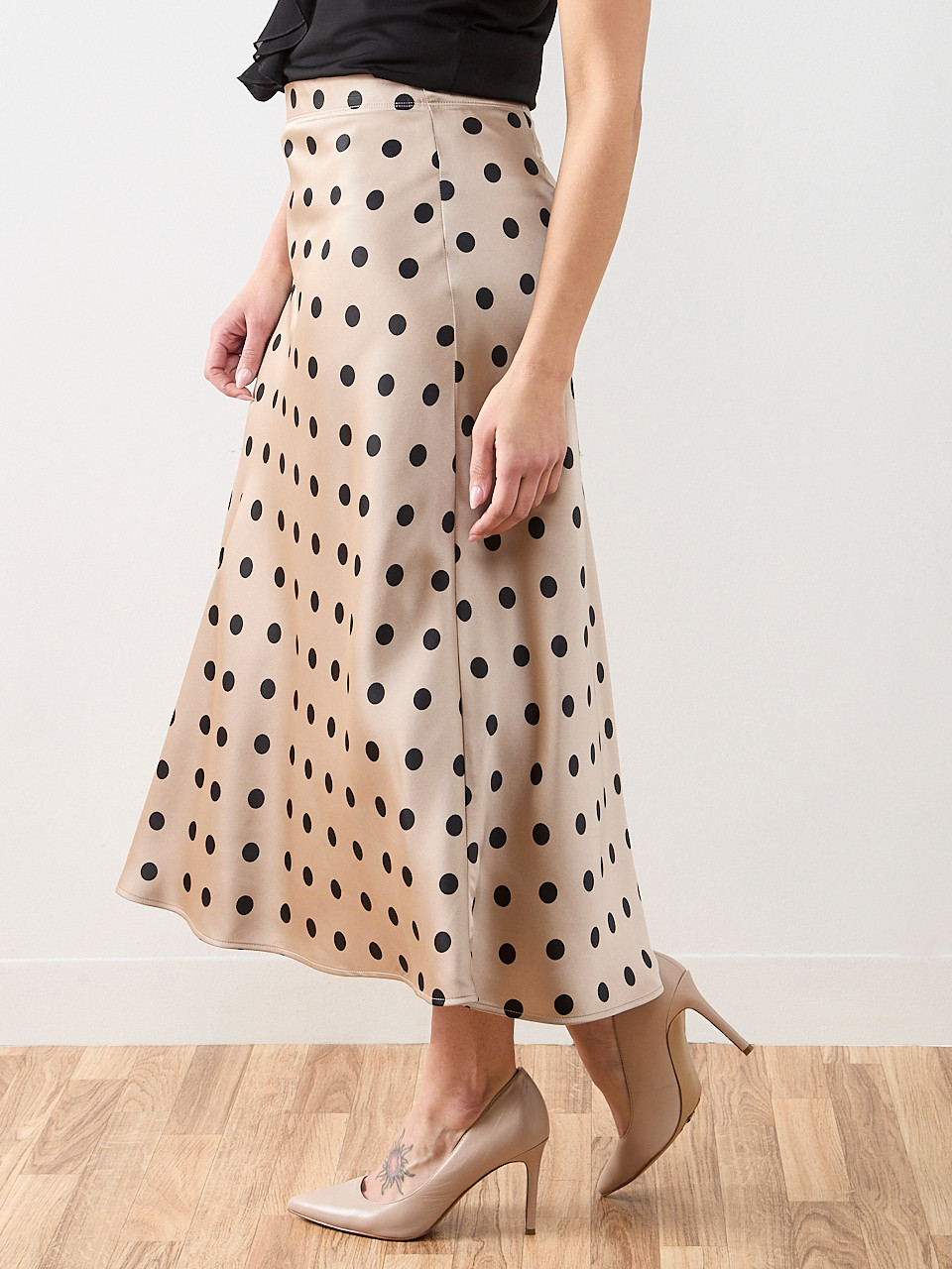 Satin Bias Cut Midi Skirt