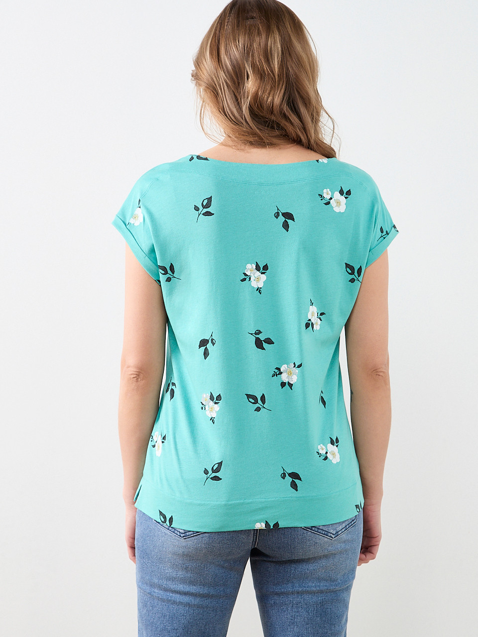 Short Sleeve Cuff Boatneck Tee