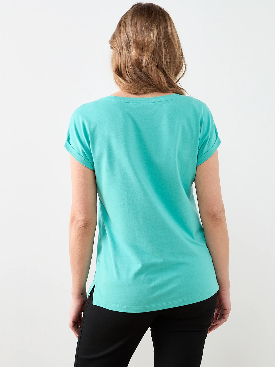 Short Sleeve Round-Neck Embellished Top