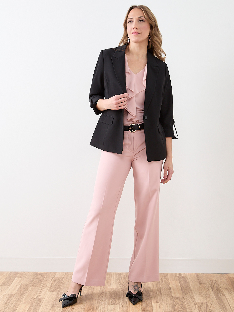 Sleeveless Soft-Knit Top with Ruffles