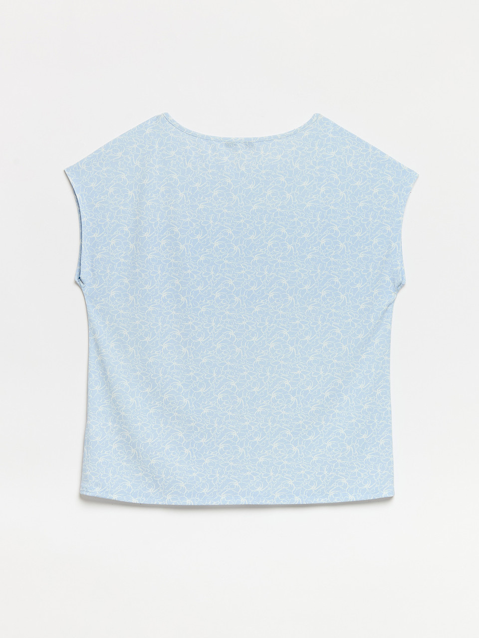 Petite Cap Sleeve Crepe Top in Cornflower with White Sketch