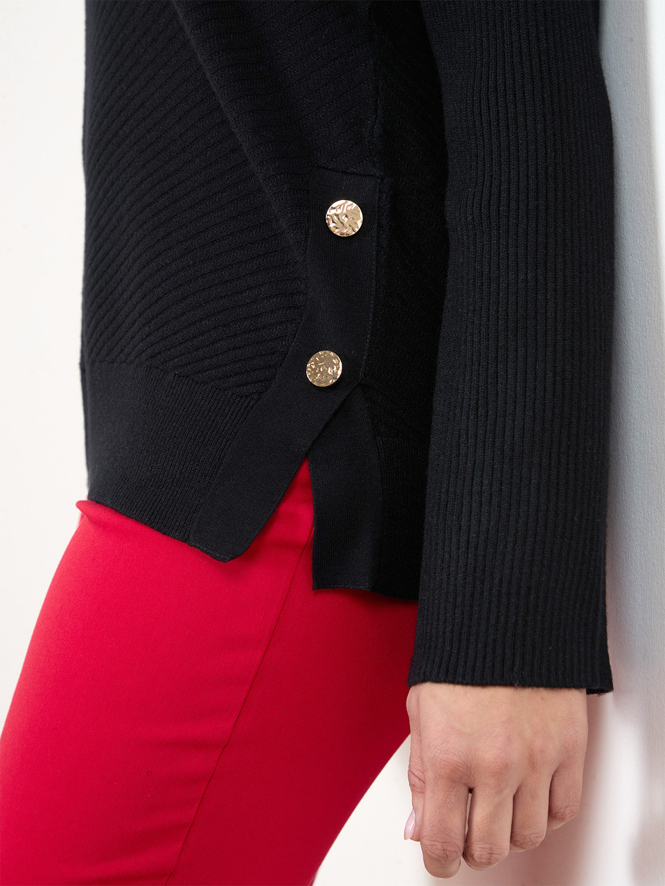 Chevron Tunic Pullover Sweater in Black