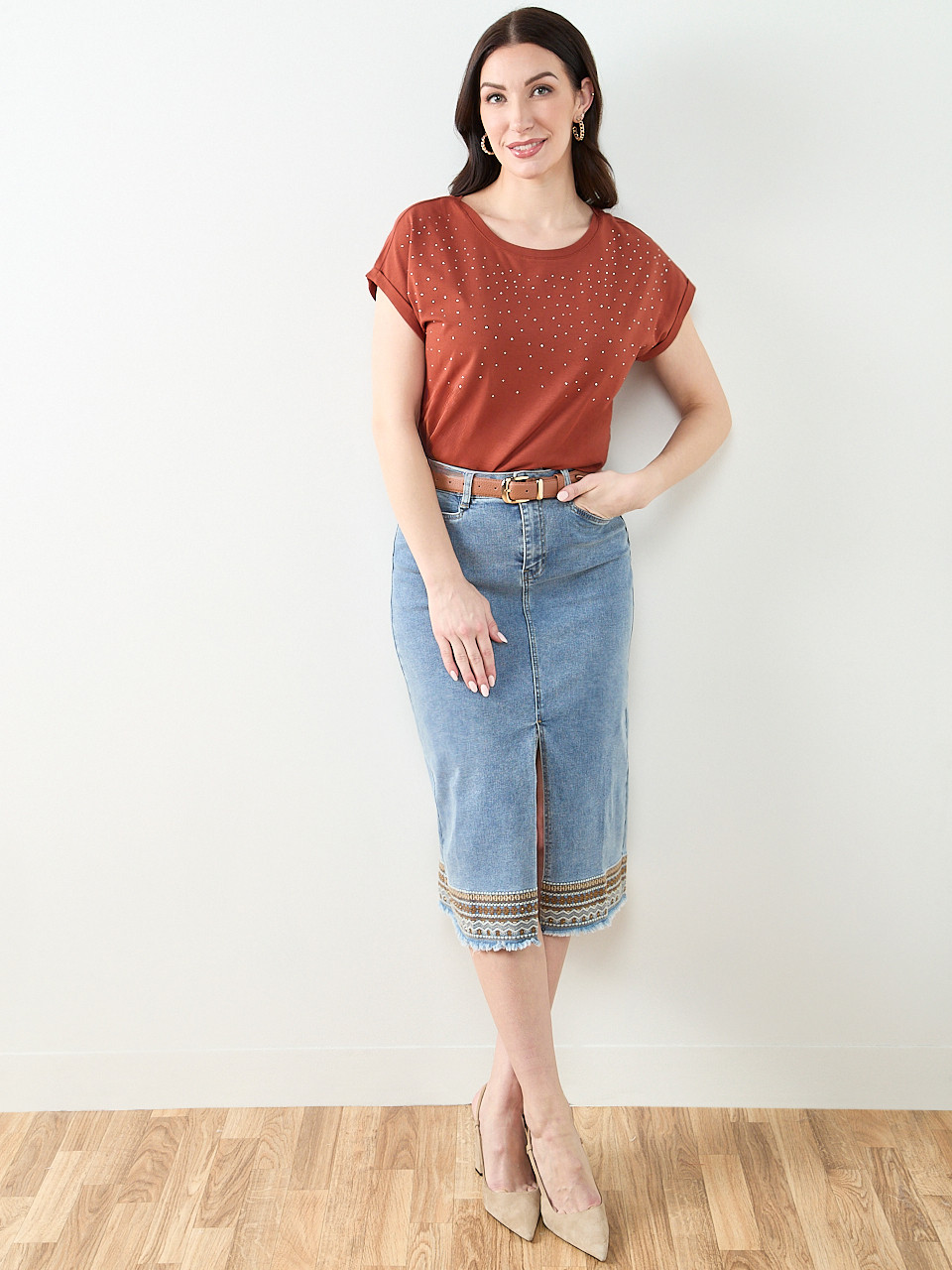 Short Sleeve Embellished Top
