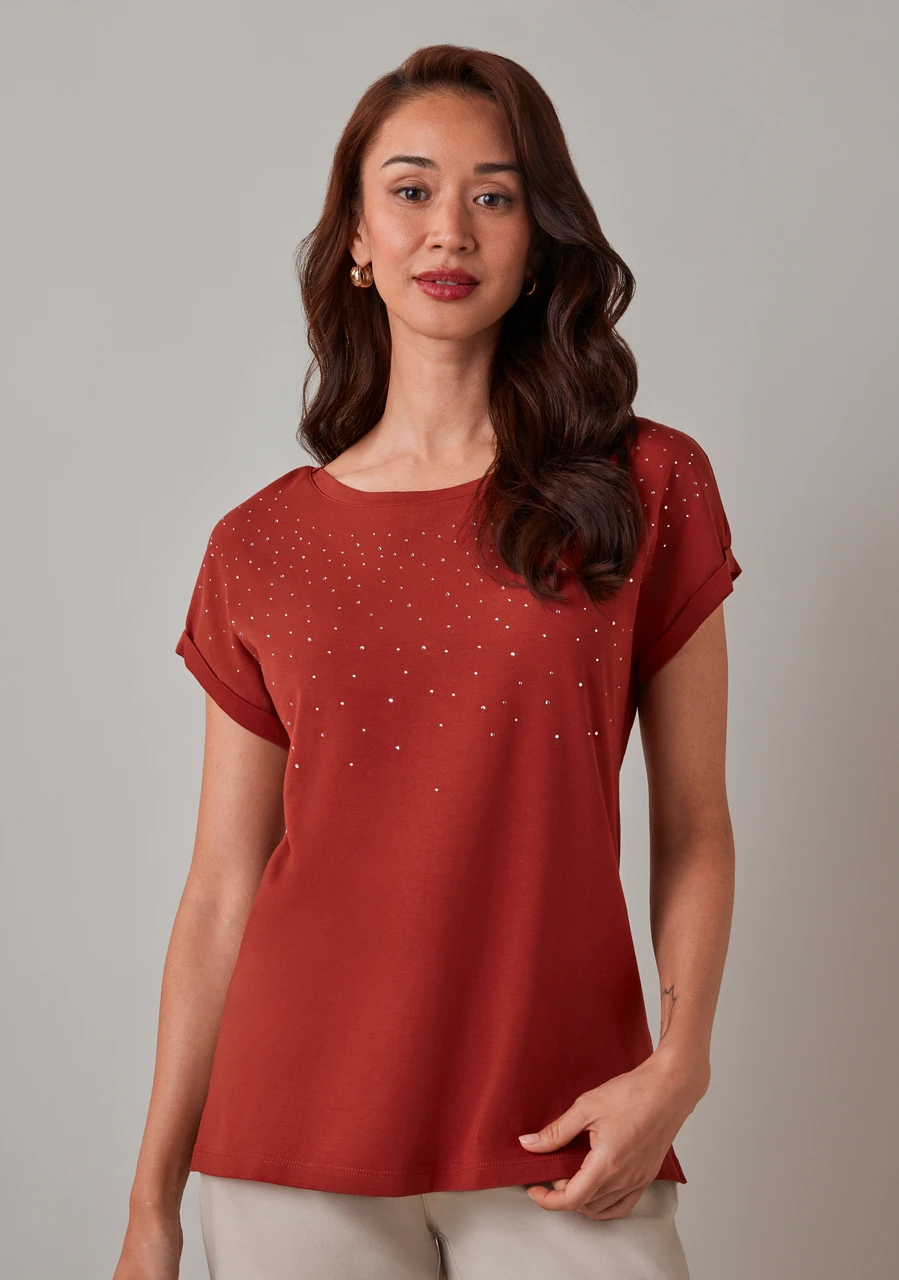 Short Sleeve Embellished Top