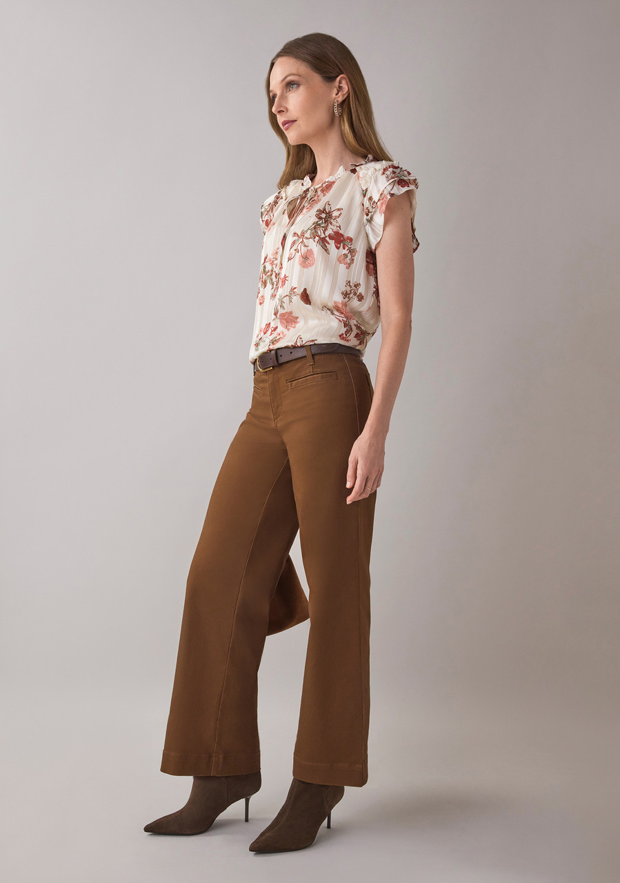 Haylie Wide Leg Denim Jean in Tobacco